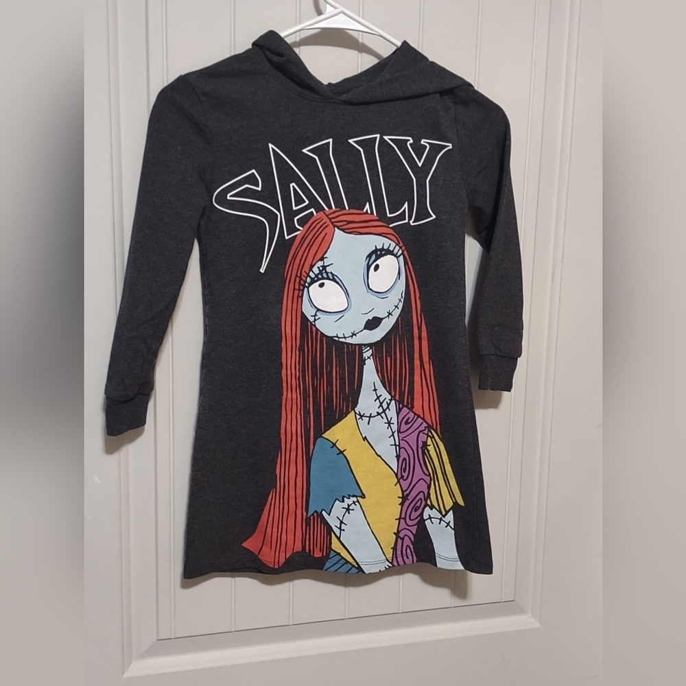 Sally Graphic Kids Dress Hoodie - Black